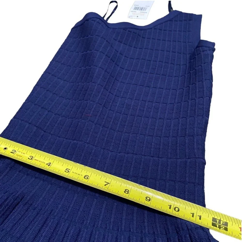 MICHAEL KORS One shoulder jacquard knit Blue dress Asymmetrical Stretch XXS NWT